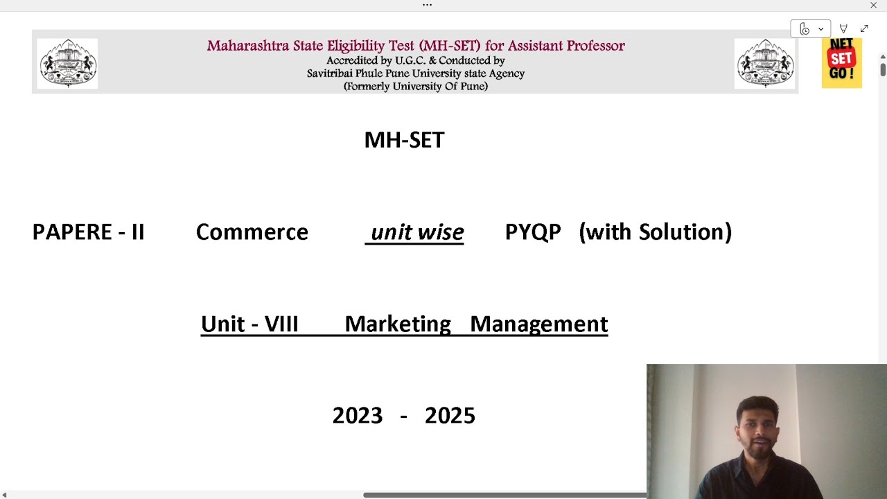 🎯 MH-SET ( Paper-II) Commerce | Unit-VIII Marketing Management | PYQP 2023-2025 Solutions Explained
