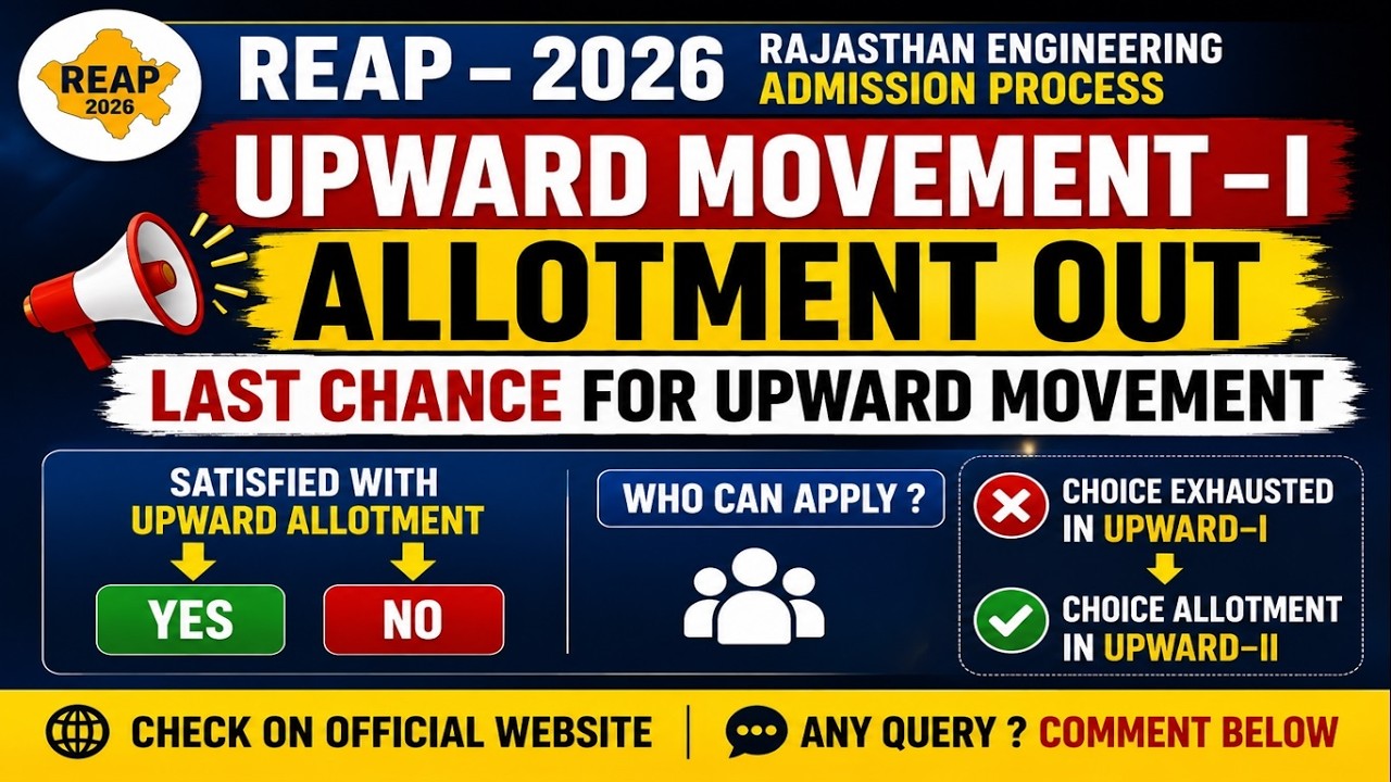 REAP 2026 Upward Movement-I Allotment Out | Last Chance for Upward Movement | Choice Exhausted
