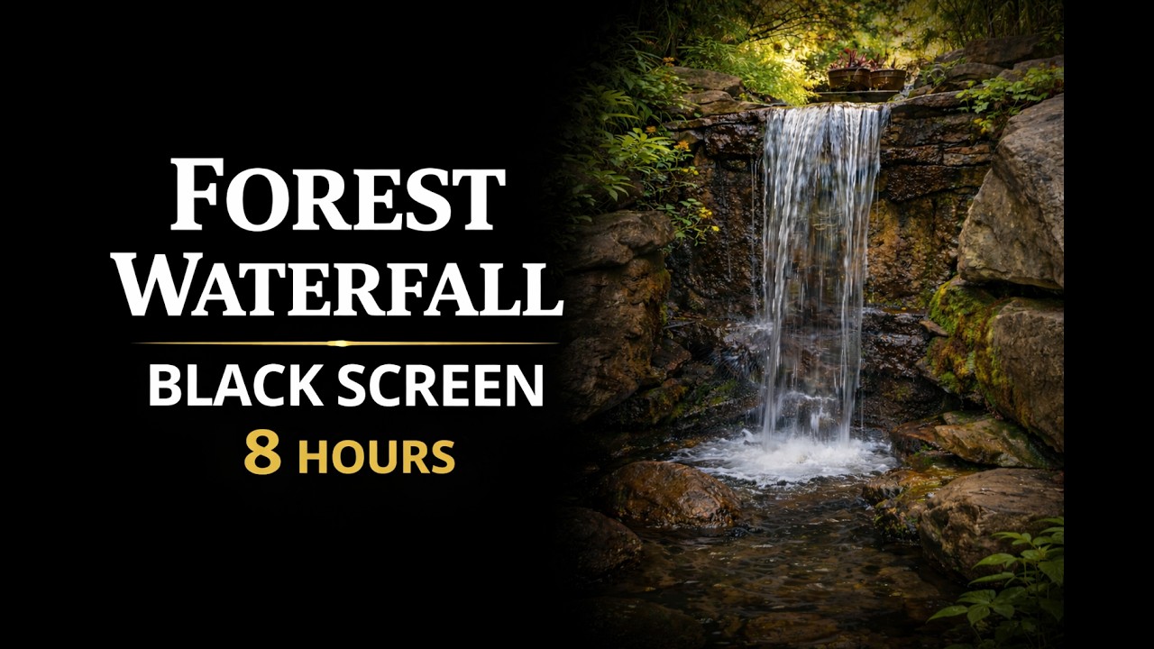 Ep 3 - Relaxing Waterfall 🌿 Black Screen Sleep Sounds | 8 Hours