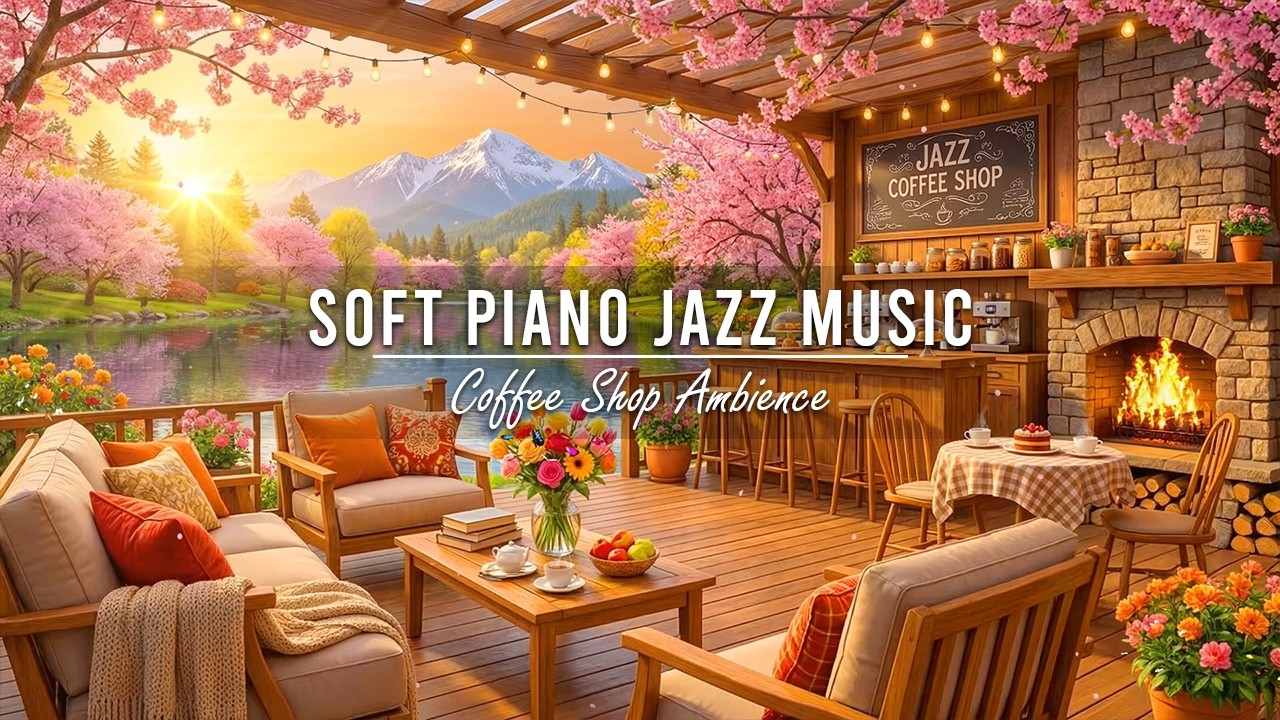 Sunrise Sakura Cafe Jazz 🇯🇵🇨🇭 | Soft Piano Jazz for Study & Focus 勉強 集中 | Relaxing Morning Cafe