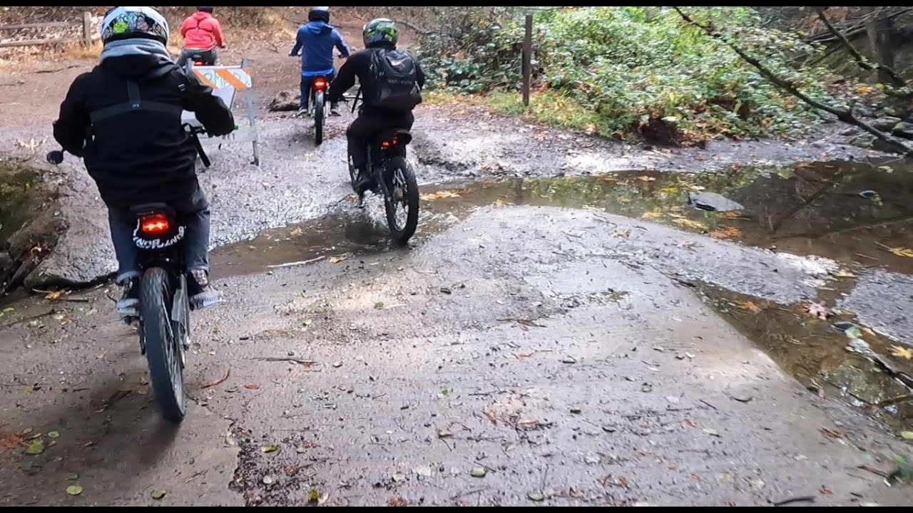 Sur Ron, more Sur Rons, and Kuberg, off-road adventure on dirt hills and paths.