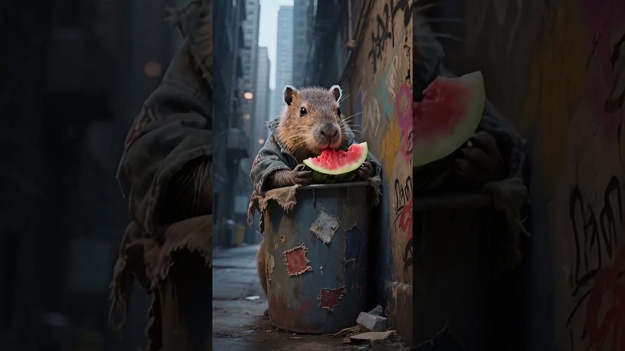Sad Capybara Finds Joy in the City: A Heartwarming Story of Survival #CityLife #HeartwarmingStory