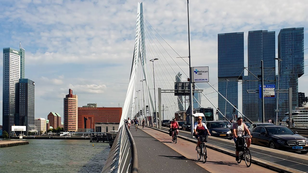 Erasmus Bridge, Rotterdam, Holland, The Netherlands (2025) (4K) WALKING TOUR