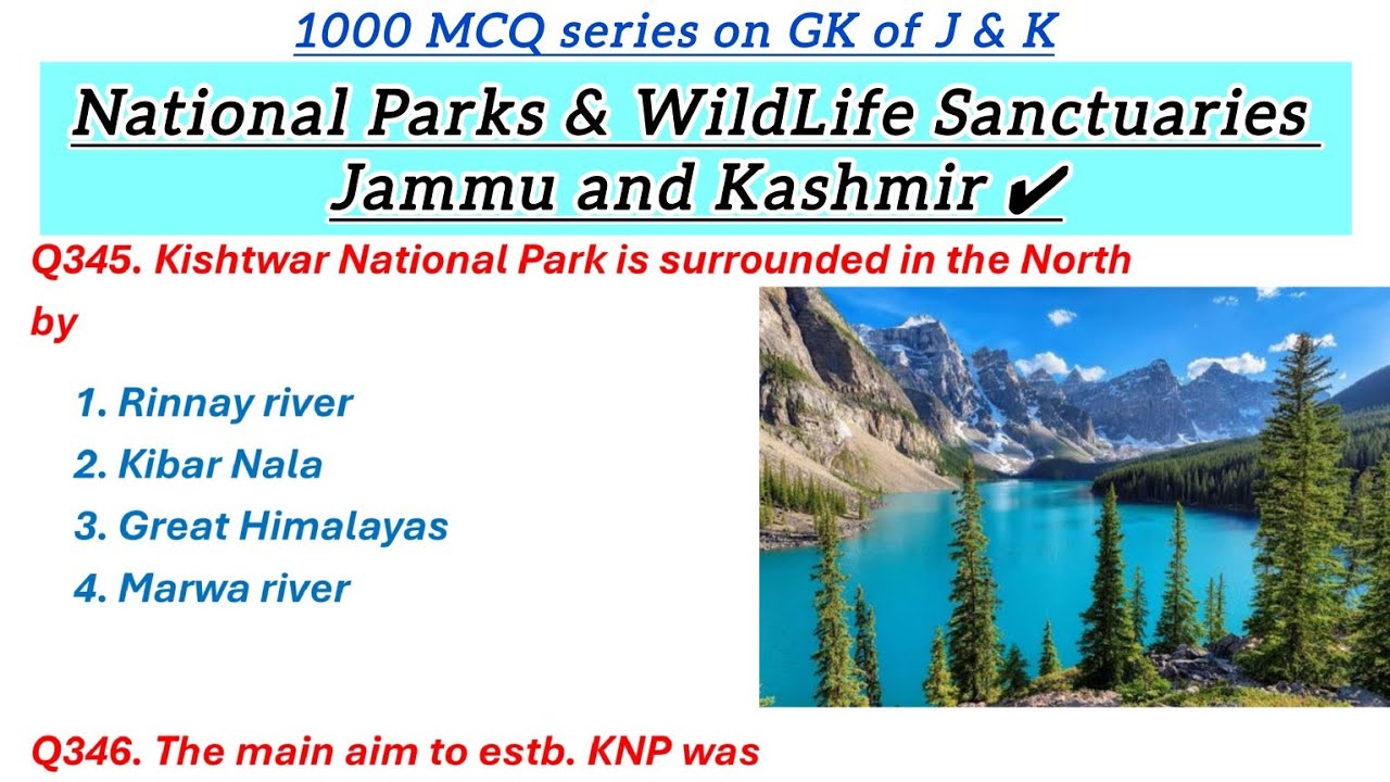 National Parks and Wild Life Sanctuary of J & K ||1000 MCQ Series on Gk of J & k| |@TheAspirants