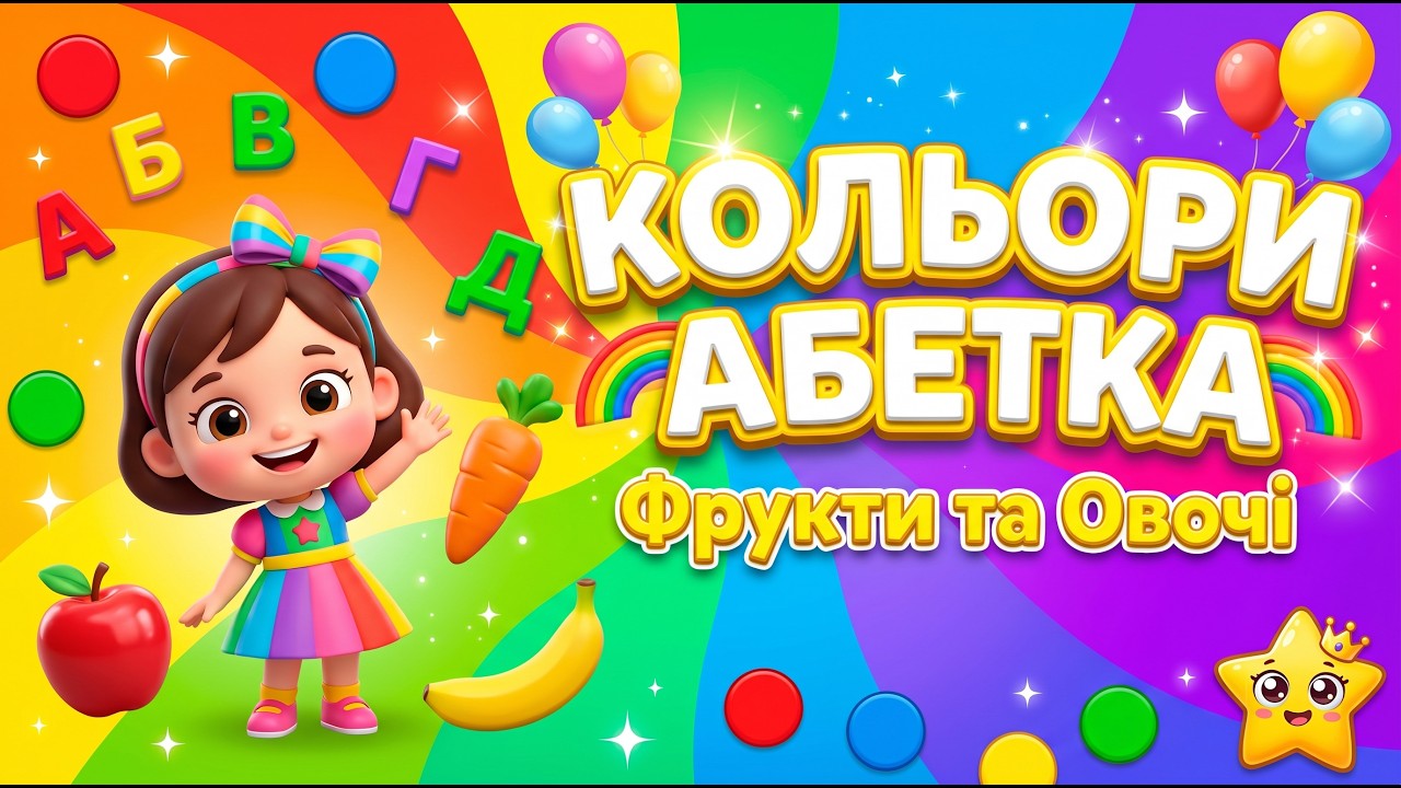 ВЕЛИКА НАВЧАЛЬНА ЗБІРКА 🌈 Абетка, Кольори, Фрукти та Овочі | Розвиваючі мультики українською