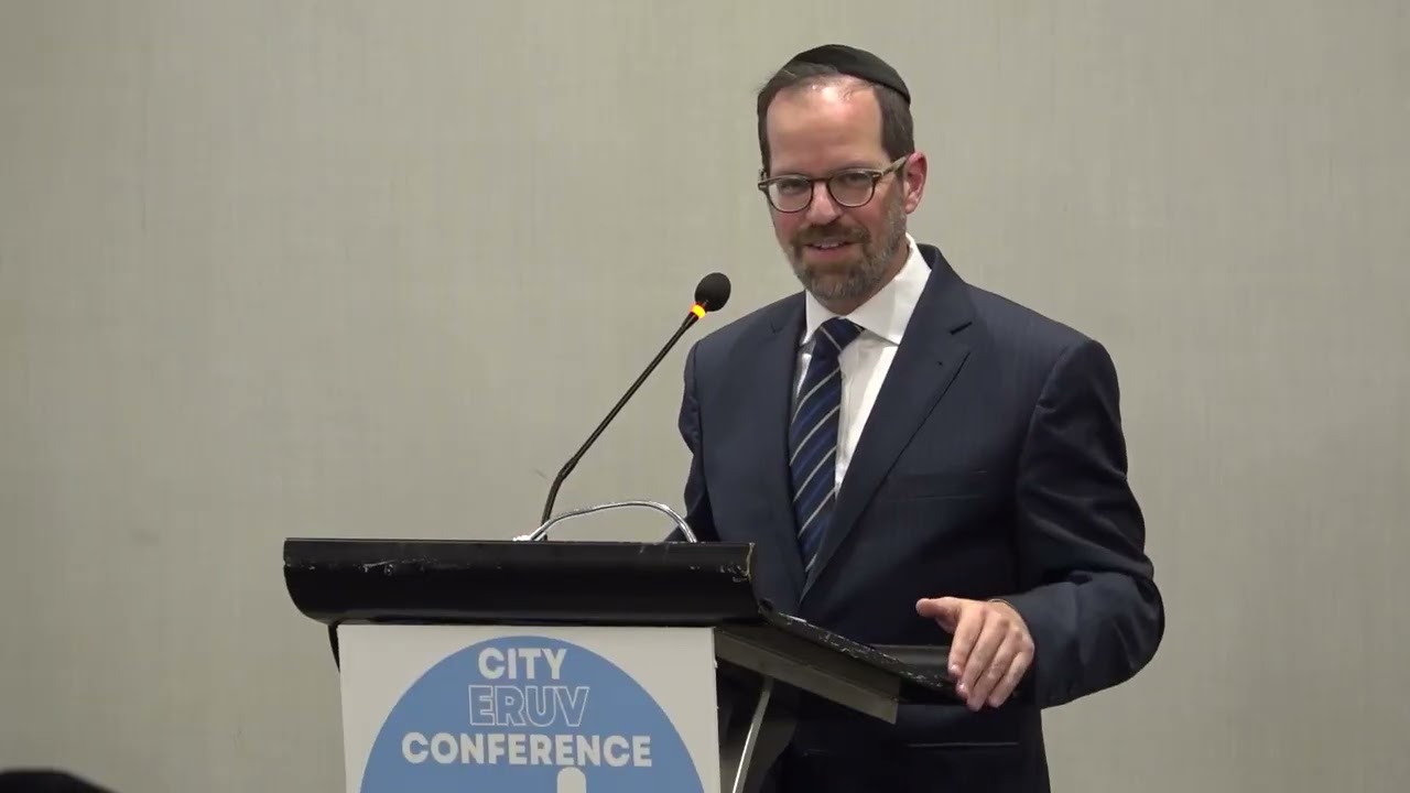 Rav Aryeh Lebowitz addresses the City Eruv Conference The eruv is to bring peace.