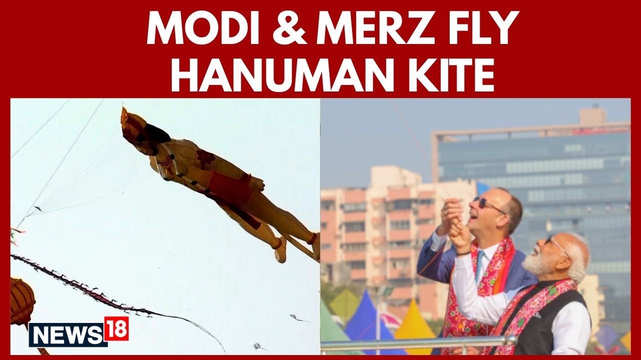PM Modi & German Chancellor Merz Fly Hanuman Kite at International Kite Festival in Ahmedabad | N18G