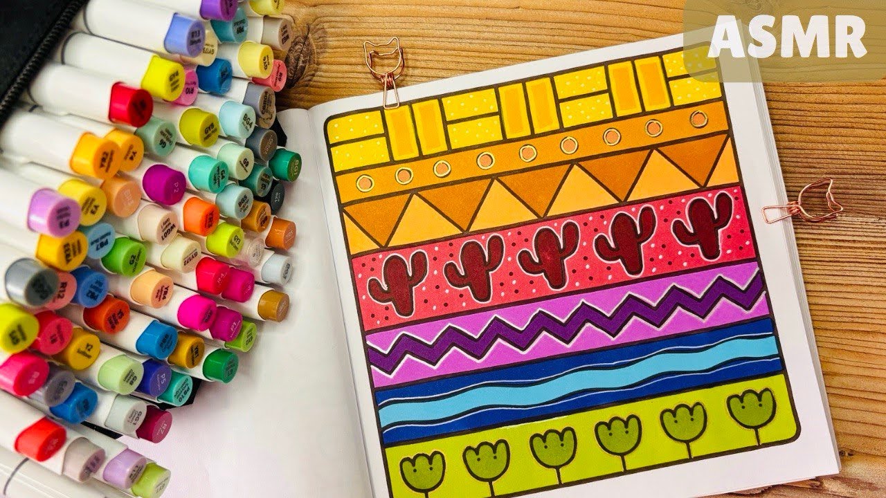ASMR Coloring 🎨 Geometric Pattern | No Talking Cozy Marker Sounds
