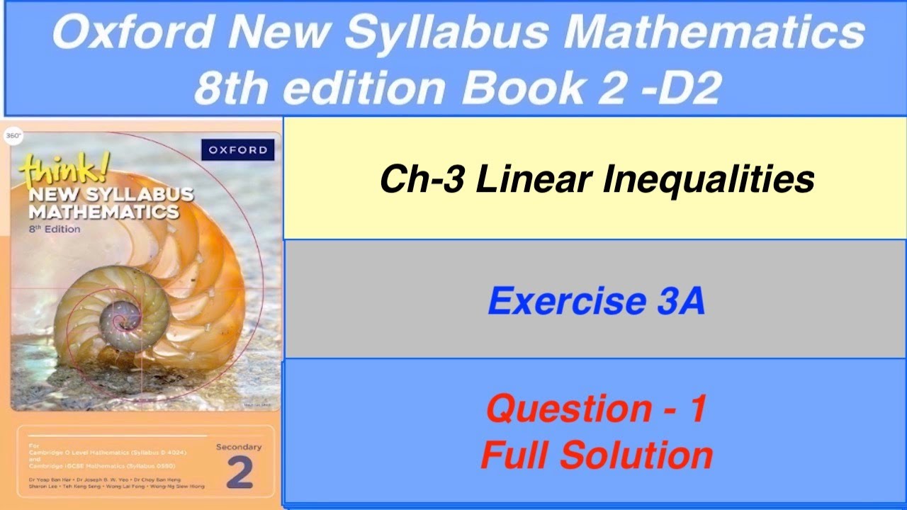 Exercise 3A Question- 1 Oxford New Syllabus Mathematics 8th edition Book 2 | EX- 3A D2 | Sir GHAZALI
