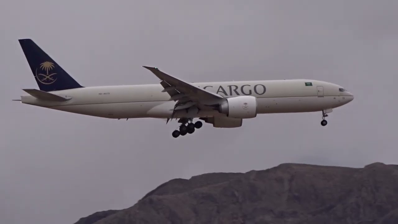 Saudia Cargo Boeing 777-FFG(HZ-AK73) arriving at Nellis AFB!
