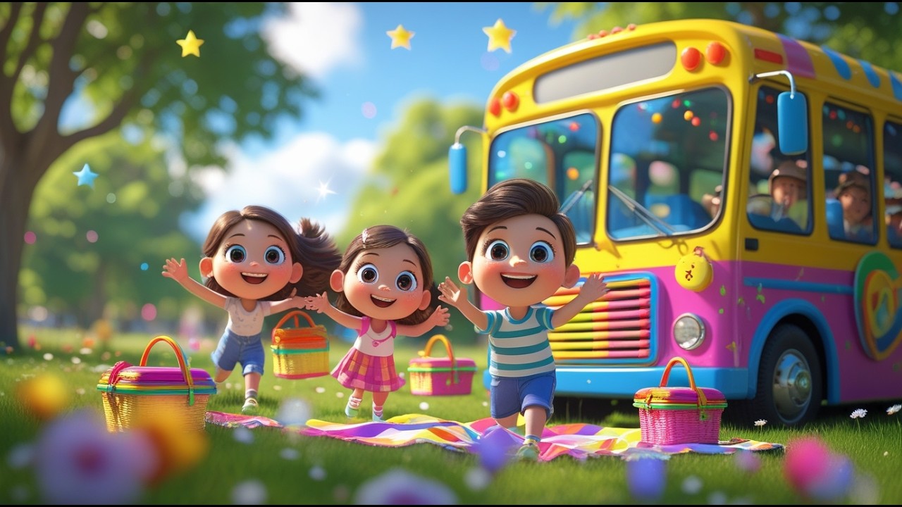 Kids Go on a Picnic by Bus | Fun Nursery Rhyme | Rhyme Land