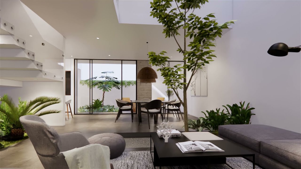 🏡 CASA MINIMALISTA ⚪ Moderna en TERRENO de 10x17m | 🌲 Vegetación interior 4 Recámaras