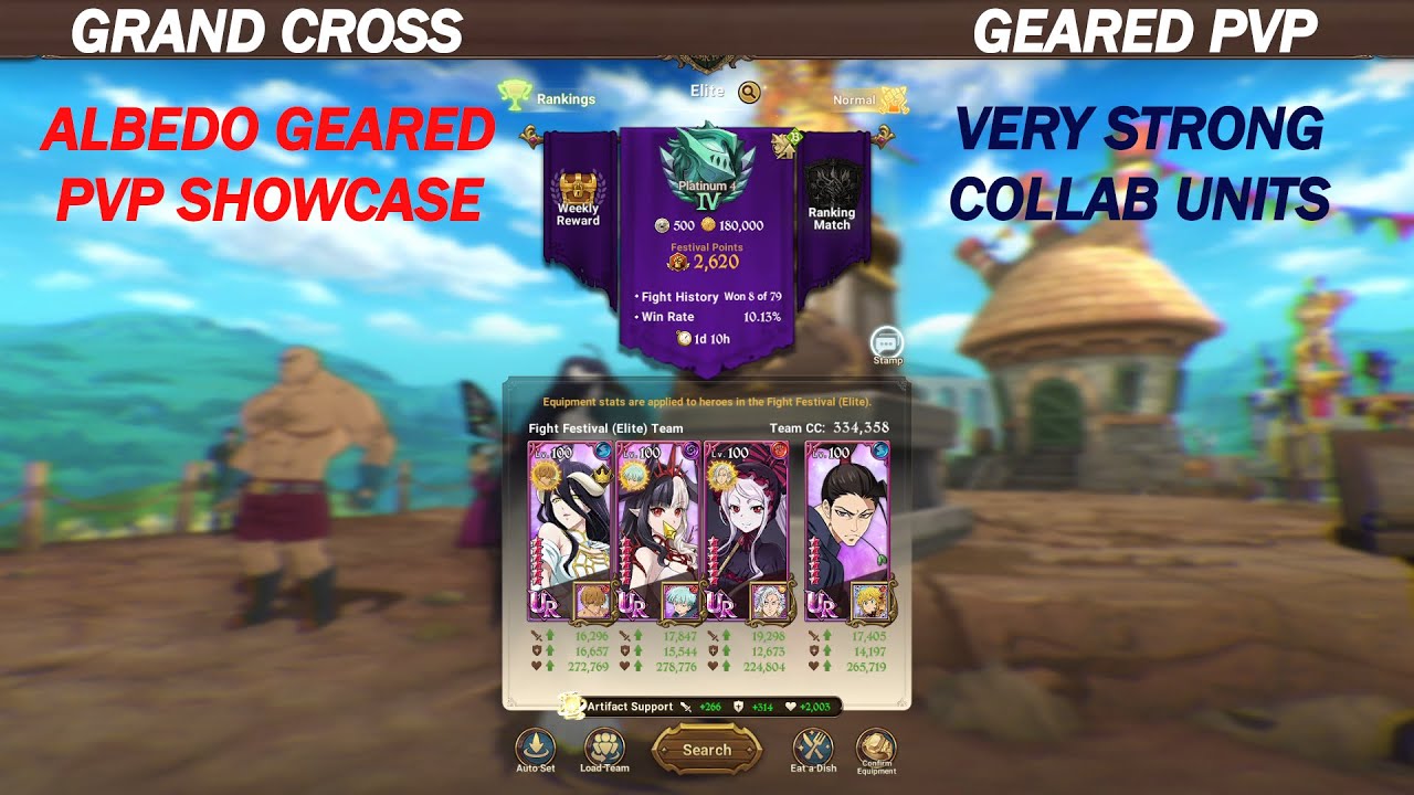 GRAND CROSS || GEARED PVP || ALBEDO SHOWCASE WITH QUEEN HEL NOT A BAD COMBO!