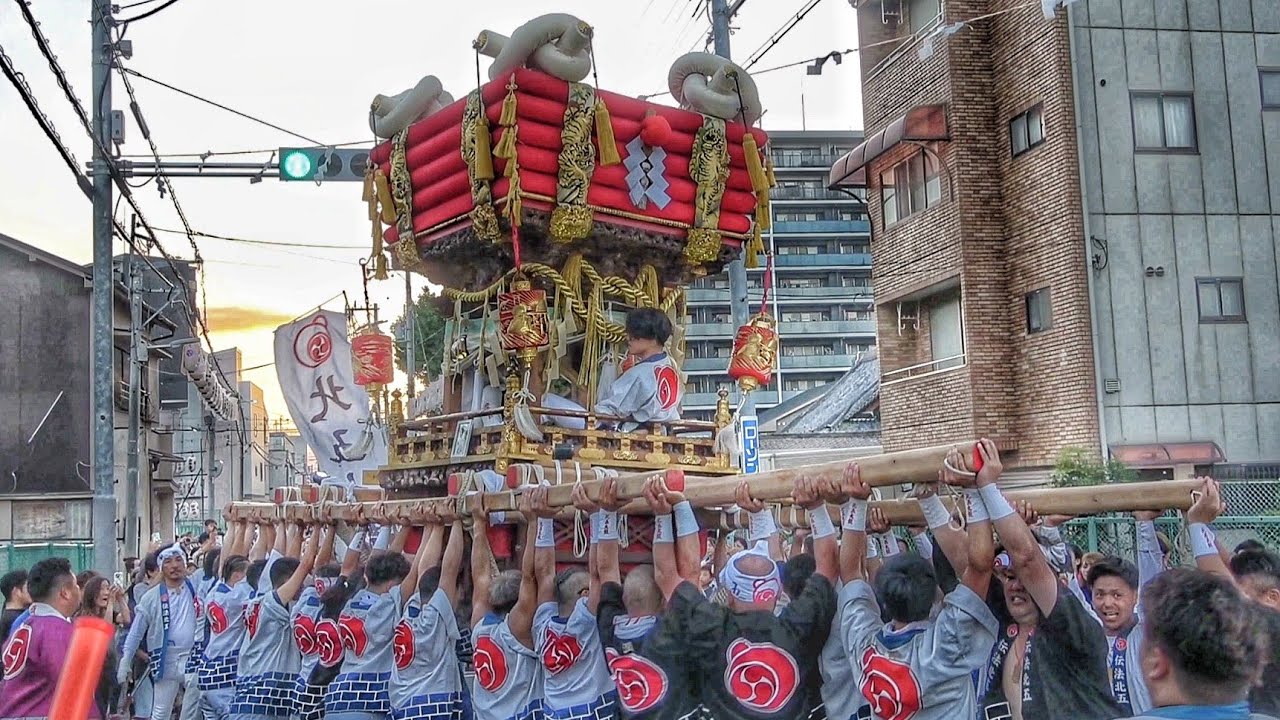 2024.7.31 伝法 夏祭り 2024 太鼓台 5台·獅子 練り 大阪市 此花区 澪標住吉神社/鴉宮 (北五·北上·北中·高見·北三/南上)