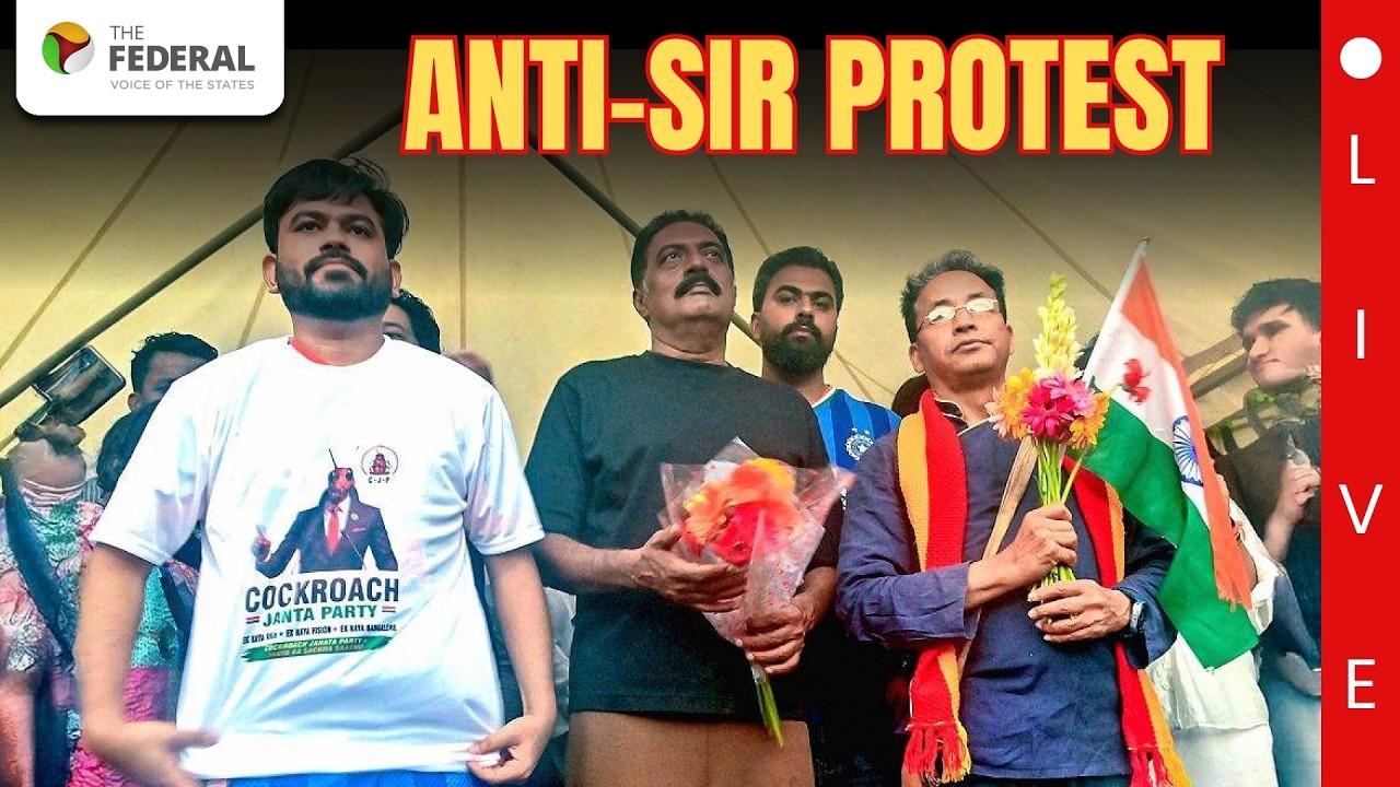 Dhruv Rathee, Prakash Raj join CJP&rsquo;s anti-SIR protest in Bengaluru | LIVE
