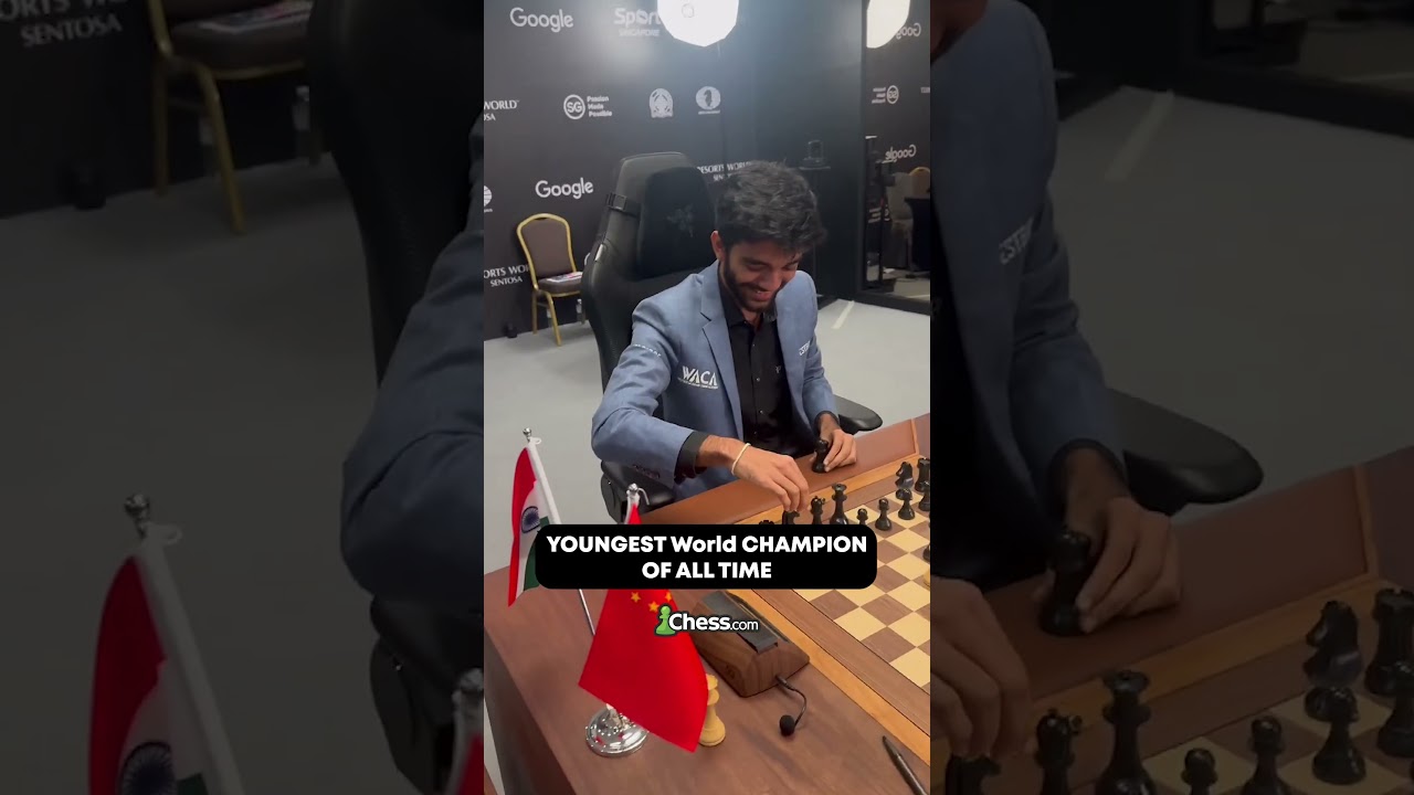 Youngest World Chess Champion: GUKESH DOMMARAJU! #chess #shorts
