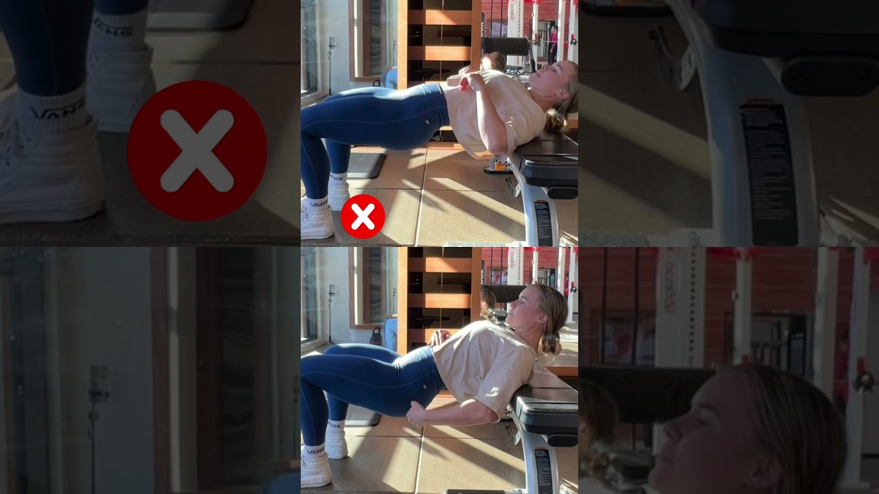 Hip Thrust form tips, to avoid lower back pain #hipthrust #glutes #gluteworkout #bootyworkout #gym
