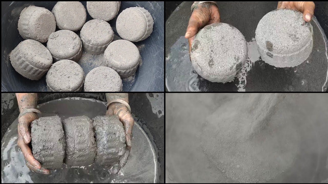 Asmr - Sandcement+charcoal ⬛ dry crumbling in lot's of water💦  mouth watering video🤤 asasmr 🎂Prachi