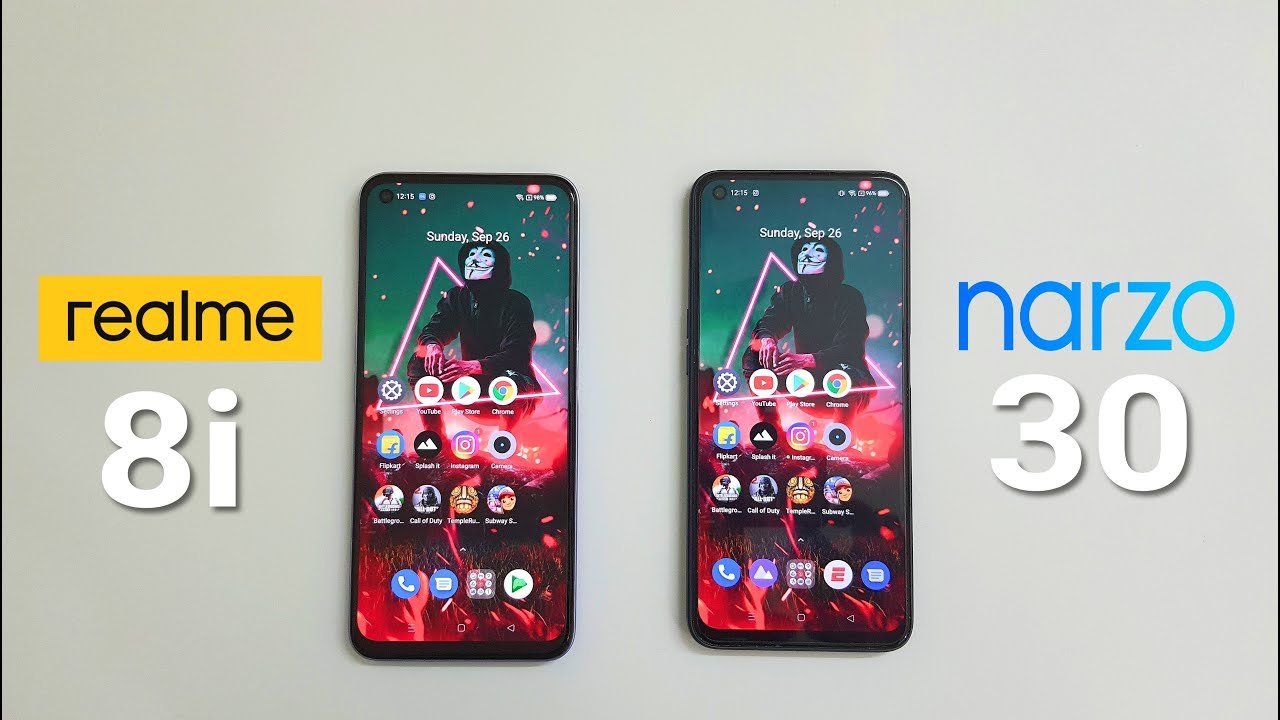Realme 8i vs Narzo 30 4G Speed Test, RAM, Display, Battery, Camera, Speaker
