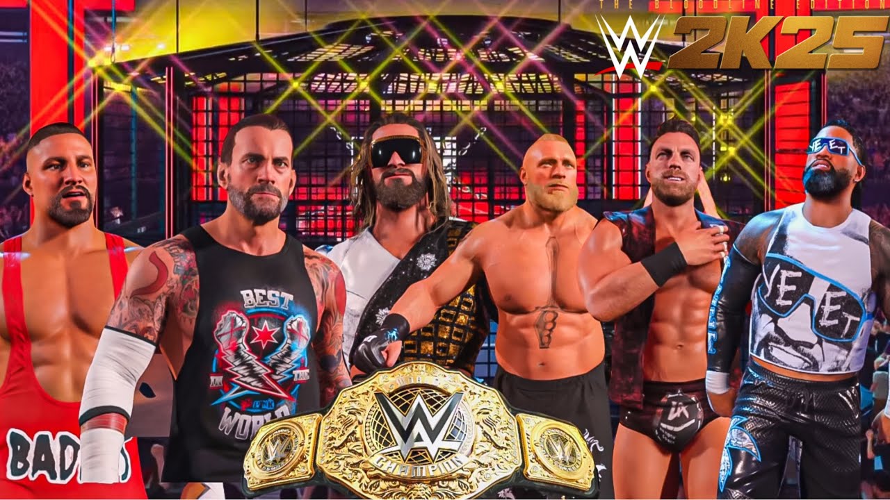 WWE 2K25|ELIMINATION CHAMBER WWE TITLE|Lesnar vs Rollins vs Punk vs Breakker vs Jey Uso vs LA Knight