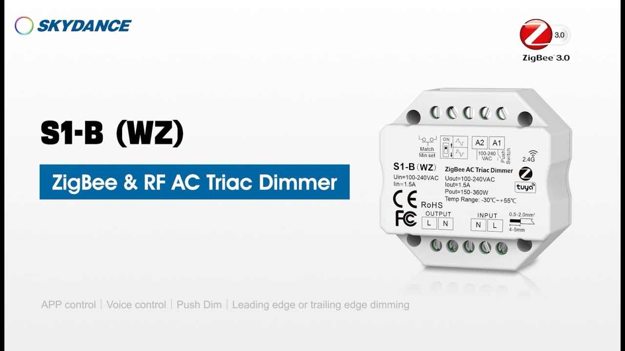SKYDANCE S1-B(WZ) Zigbee RF AC Triac Push Dimmer