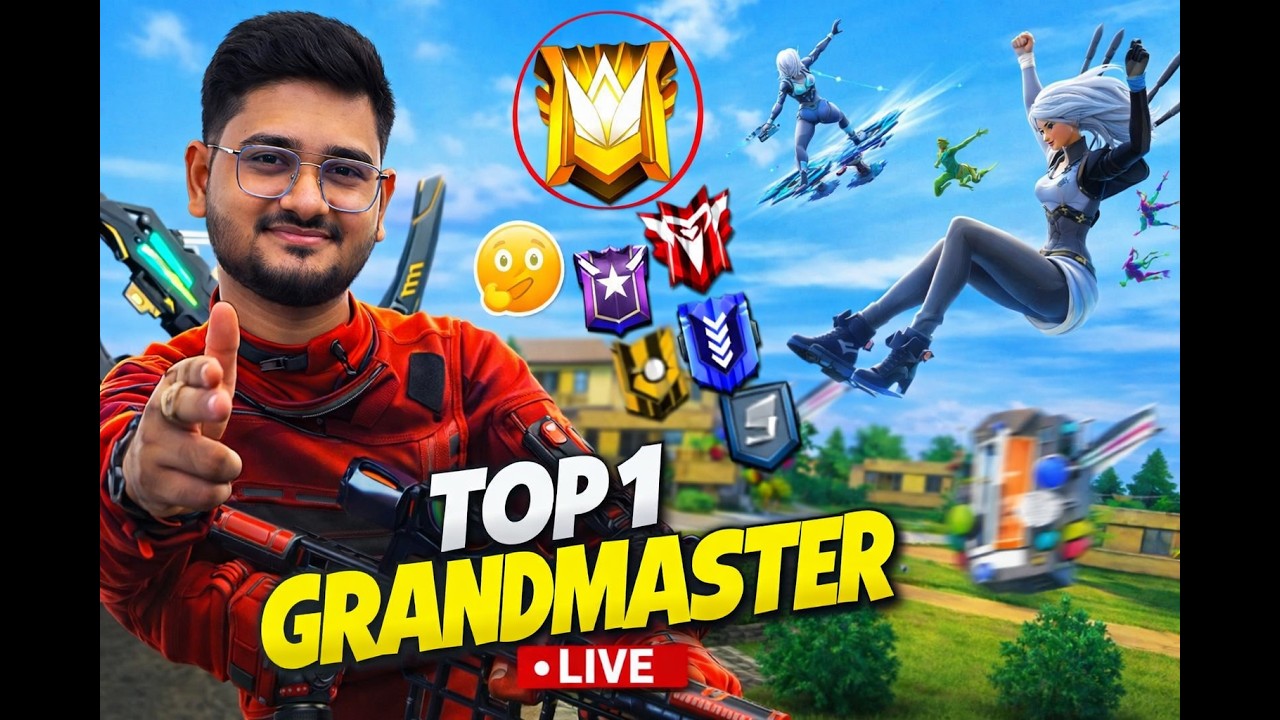 New Grandmaster Top 1 Push V Badge Lobby ❤ FF LIVE ✌ Free Fire LIVE! #ff #freefire #azimgaming