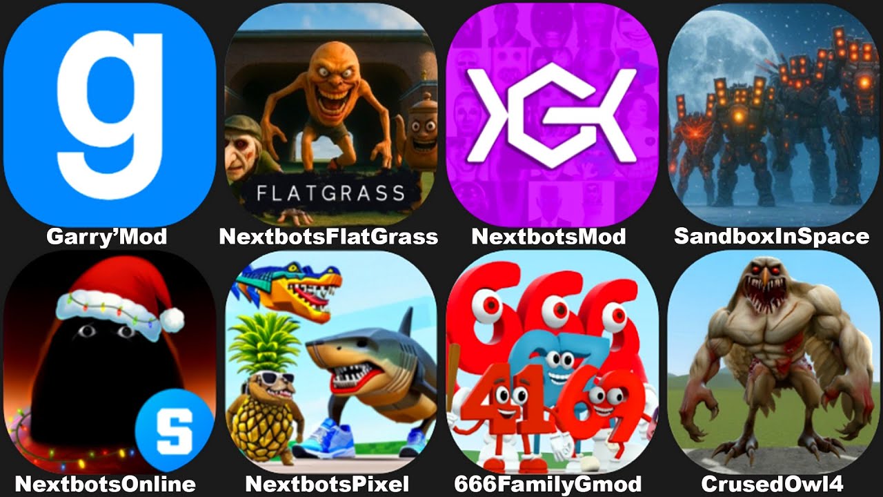 NextBots in Playground Mod,Sandbox in Space,Nextbots Online,Crused Owl,666 Number Brainrot in Gmod