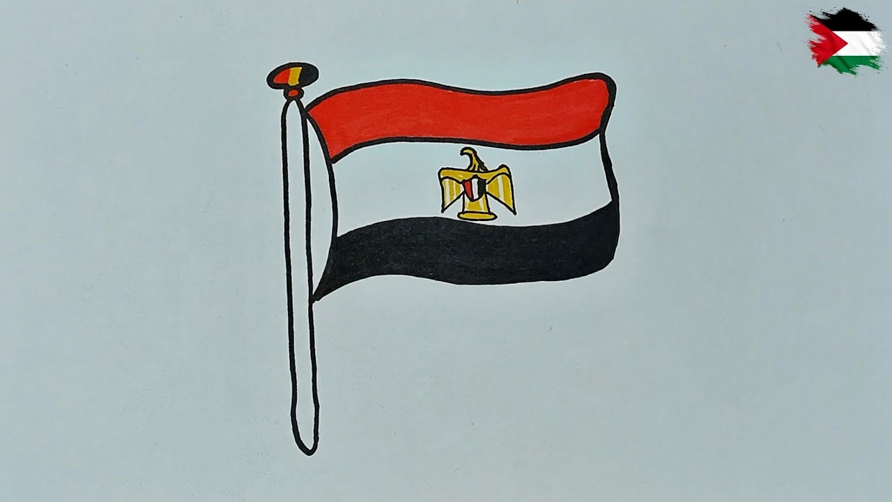 رسم سهل | رسم علم مصر 🇪🇬