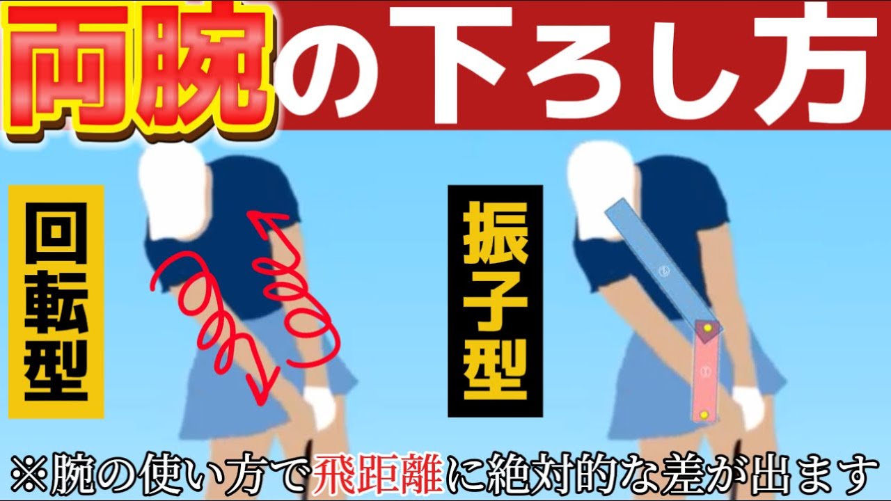 『両腕の下ろし方』プロの様に軽く振って飛ばすには下ろし方ダウンスイングが重要だった！【ゴルフスイング完全解説】(50代60代必見)