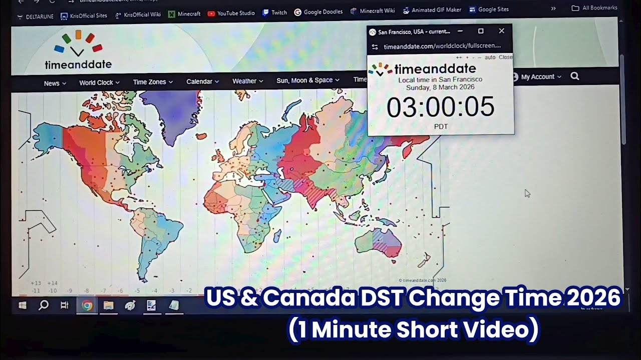 US & Canada DST Change Time 2026 (1 Min Short Video)