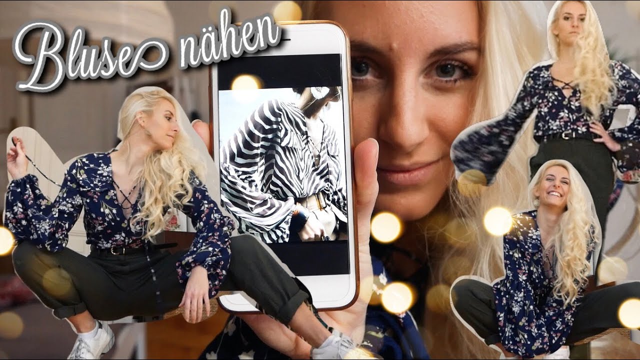 lockere Bluse mit Statement-Ärmeln aus 1,20m Stoff OHNE SCHNITTMUSTER nähen