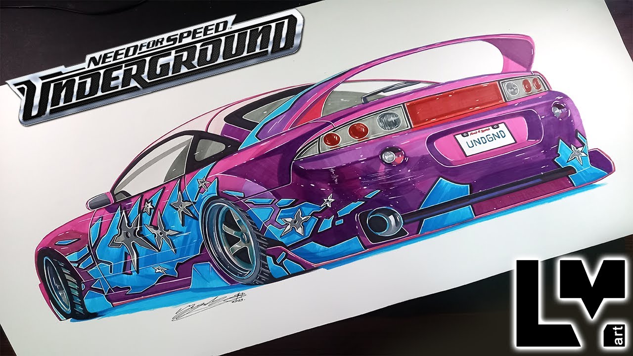 Need for Speed Underground : Melissa`s Mitsubishi Eclipse Drawing | Time Lapse