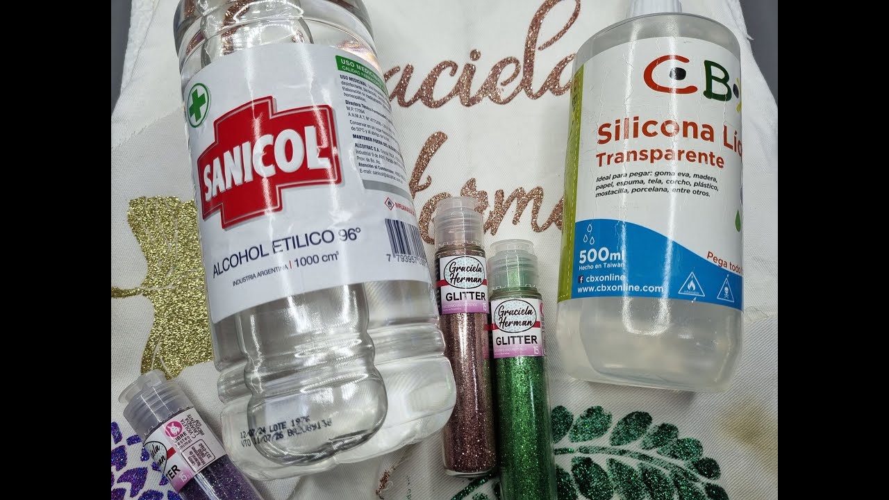 Alcohol, silicona,glitter, NUEVA pasta para TELA y 3 ideas MAS #diy #arte #manualidades
