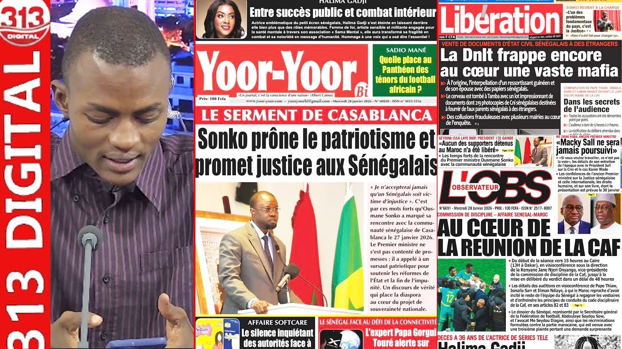 Revue de presse du Mercredi 28 janvier 2026 avec le journaliste Ameth Ba