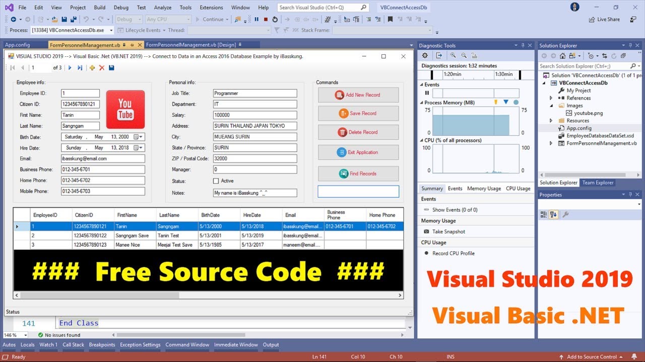Visual Studio 2019 (VB.NET) Connecting to Data in an Access Database Part 1/3