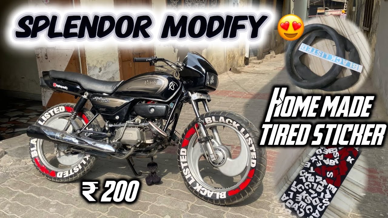 splendor bike modify 😍|| home made tired sticker 🛞|| ￼piece ₹200 ||@jagdeep.modify ￼