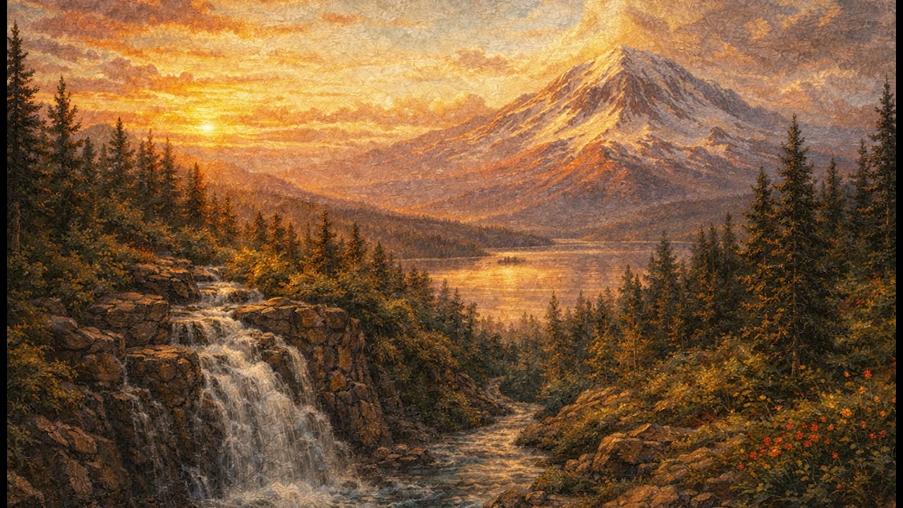 2-Hour 4K Frame TV Art | Golden Peak: The Eternal Falls | Wallpaper TV Art | WLPR GLLRY