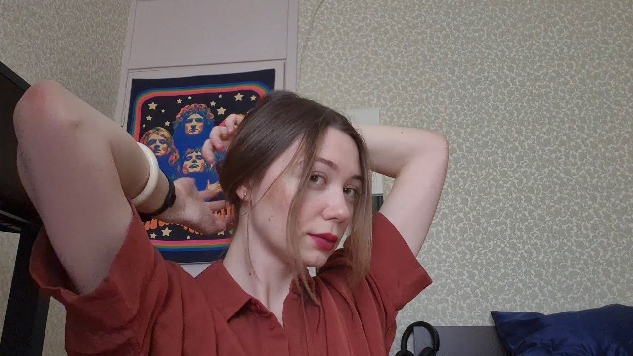 Playing with your hair [Gum chewing, No talking] ASMR