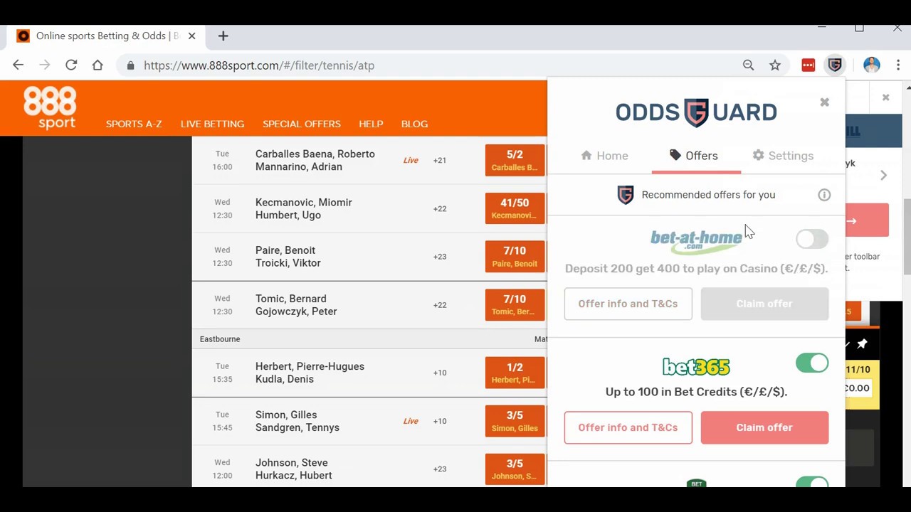 This is how you compare tennis odds with Oddsguard (2019)