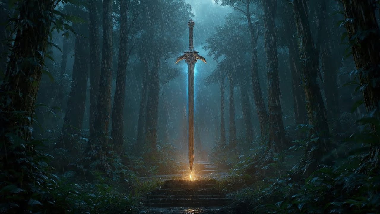 24/7 Medieval Sword Rain Ambience | Epic Fantasy Forest Music & Rain Sounds