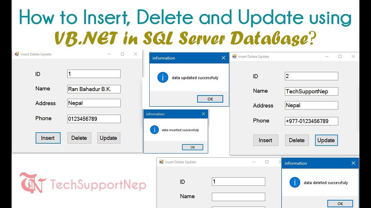 VB.NET и SQL Server — как вставлять, удалять и обновлять?