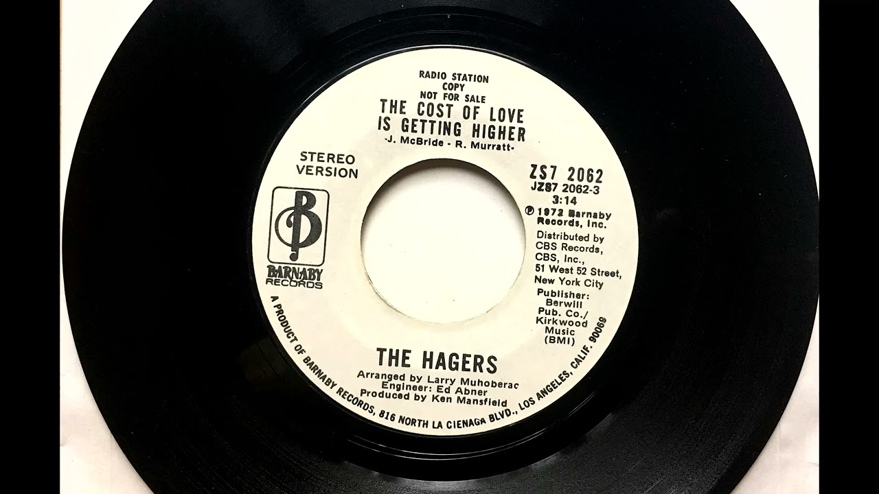 The Cost of Love Is Getting Higher , The Hagers , 1972