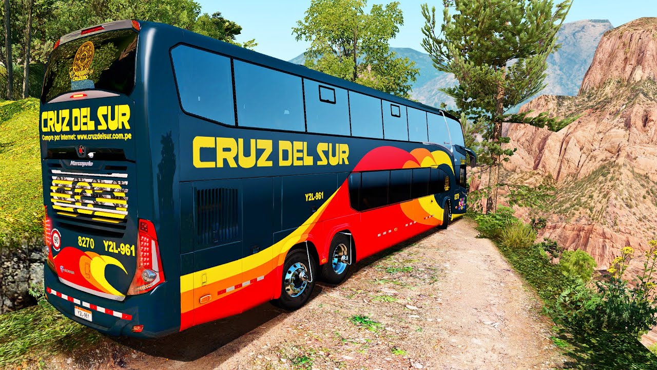 Rutas Mortales del Perú! Autobús Cruz del Sur Marcopolo Paradiso G7 1800DD Caminos Difíciles ETS2