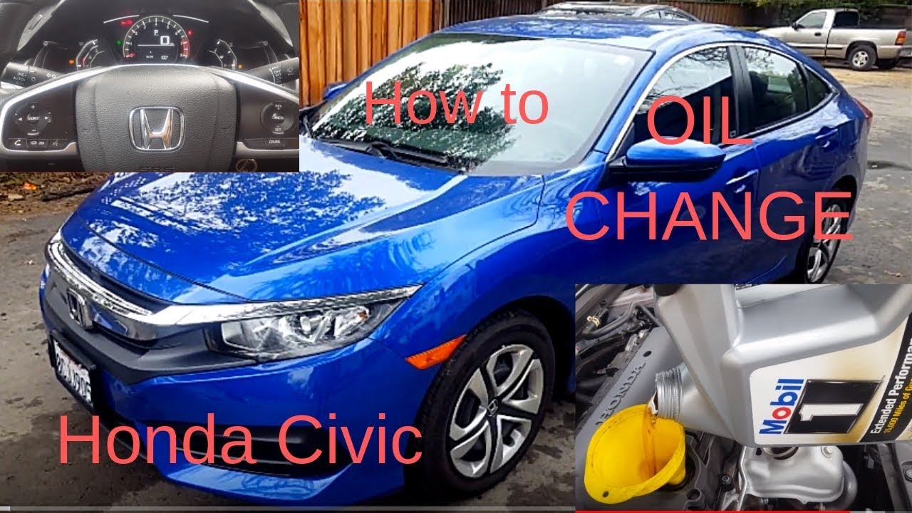 Oil Change - Honda Civic 2016 2017 2018 + Oil Life Light Reset  DIY How to Guide