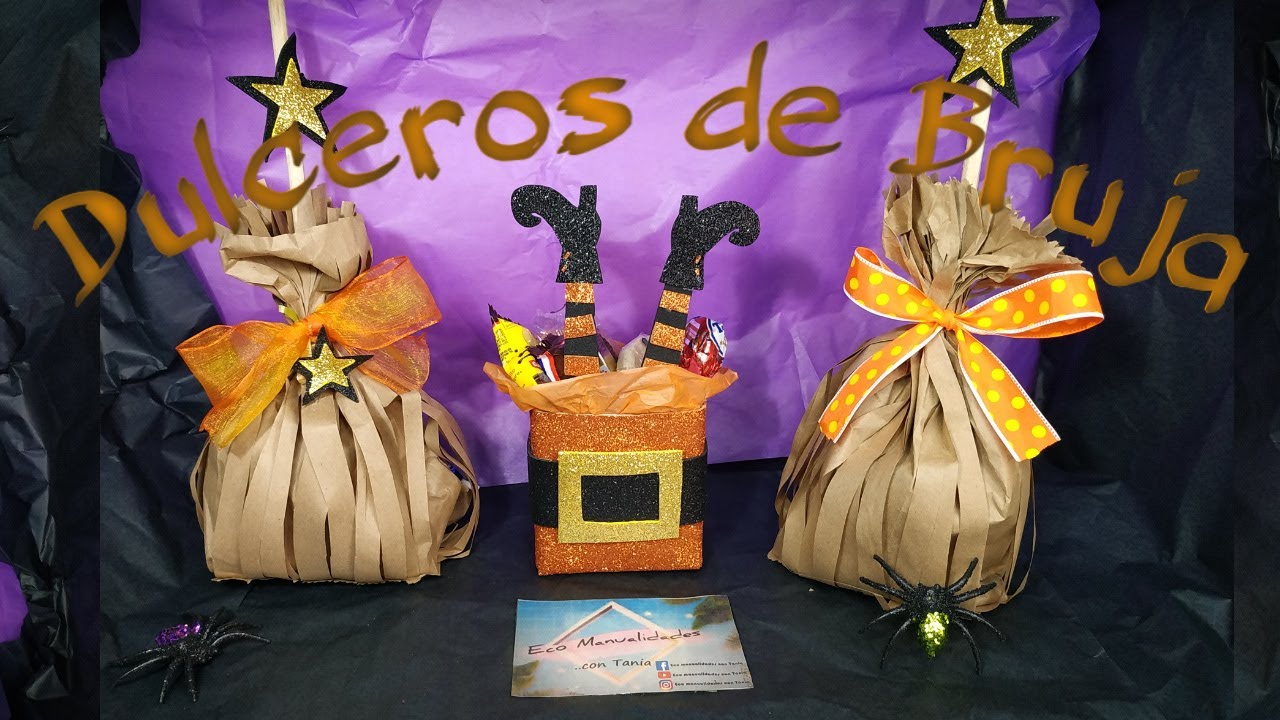 2 IDEAS DE DULCEROS DE BRUJA🧙‍♀️🧹PARA HALLOWEEN Y DIA DE MUERTOS RECICLANDO UN ENVASE DE LECHE/DIY