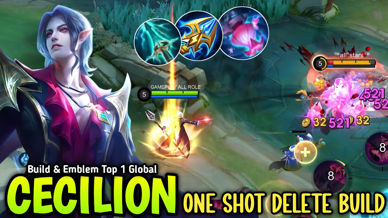 CECILION BEST 1 SHOT BUILD & EMBLEM TO GET MAX DAMAGE 2025!! - BUILD TOP 1 GLOBAL CECILION