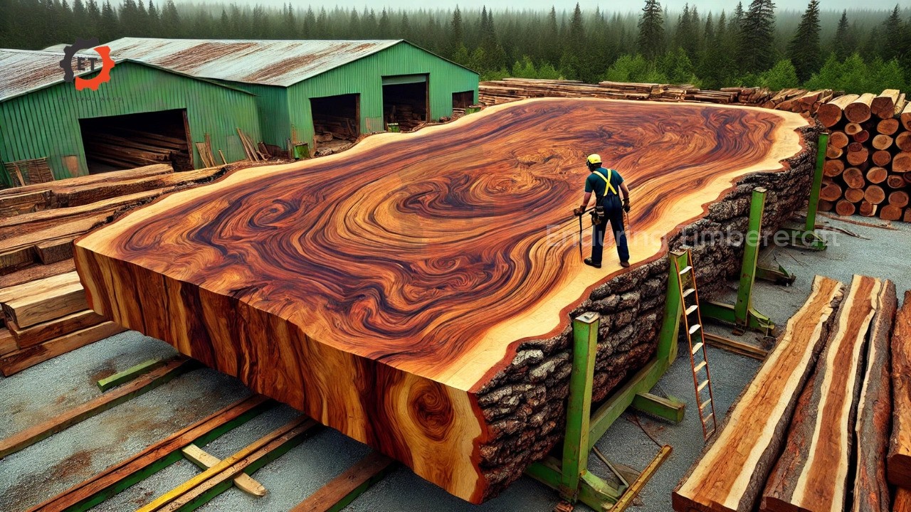 Explore The Giant Wooden Workshop: Dangerous Big Chainsaw Cutting Tree Machines, Large Wood Saw