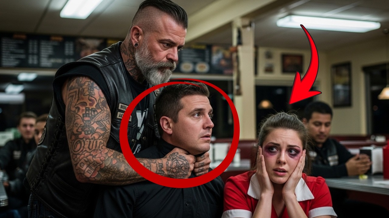 He Assaulted the Waitress—Seconds Later, the Biker Beside Her Taught Him a Harsh Lesson!