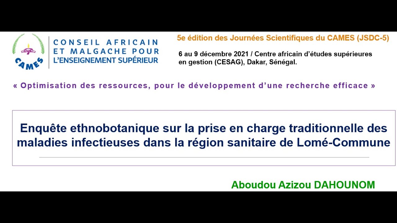 Enqu&ecirc;te ethnobotanique sur la prise en charge traditionnelle des maladies infectieuses