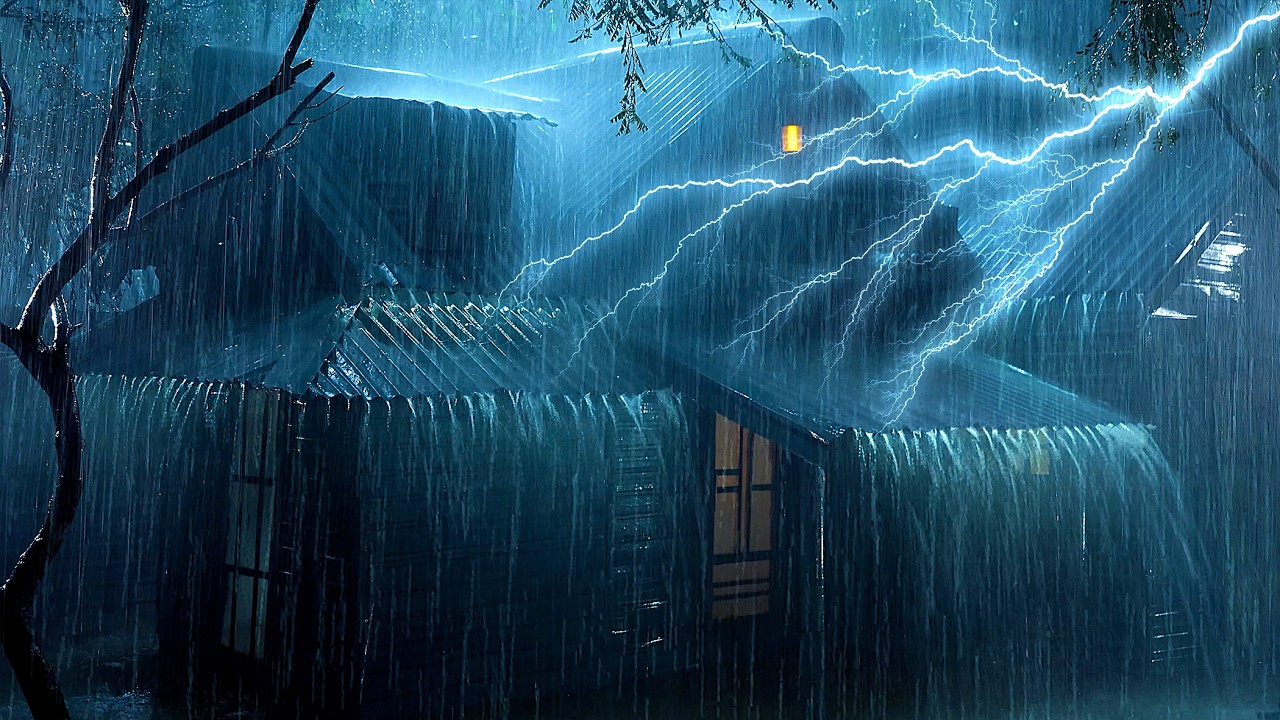 Beat Insomnia with Intense Rain and Deep Thunder Sounds | Heavy Rain Sounds for Sleeping, Healing